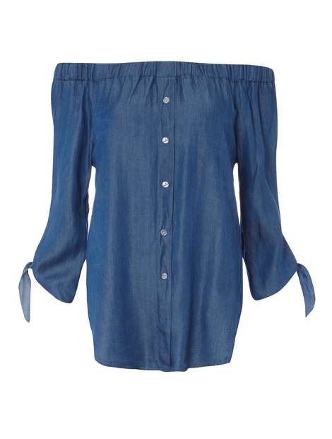 **Izabel London Blue Denim Shirt